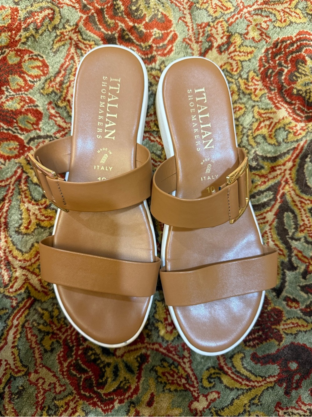 Italian Shoemakers Women's Brown Dual-Strap Slide Sandals